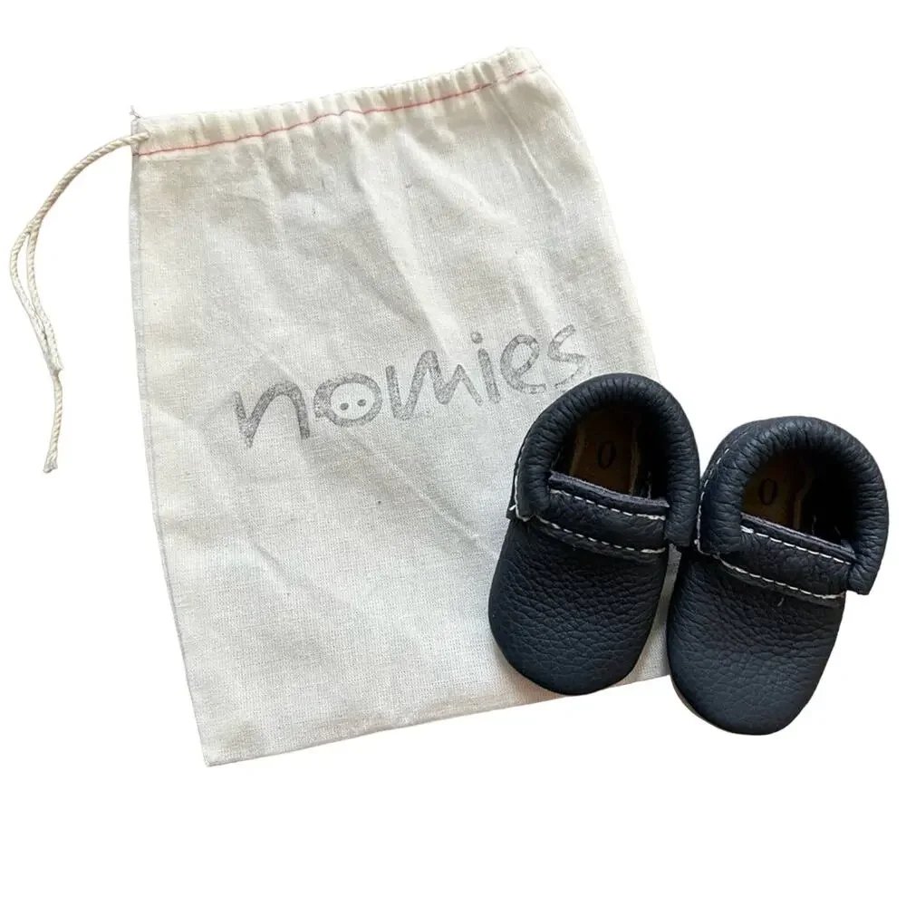 Nomies leather baby booties, NWT, navy blue size 0